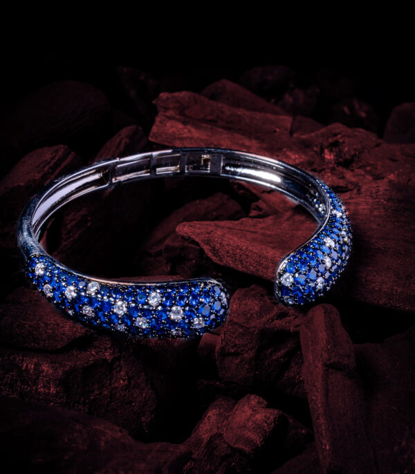 Zia Silver Plated Blue Womens Zircon Kadas - Image 3
