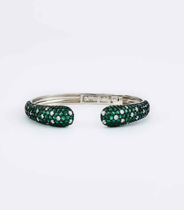 Silver Plated Green Womens Zircon Kadas - Image 2