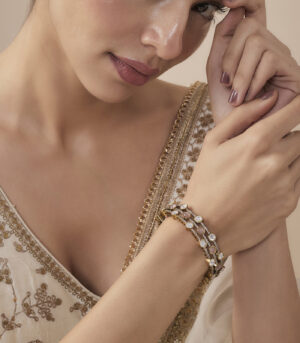 Gold Plated Pink Womens Kundan, Polki Kadas