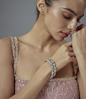 Silver Plated Zircon Womens Pair of bangles