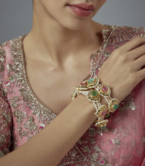 Multicolored Kundan, Polki Womens Pair of bangles