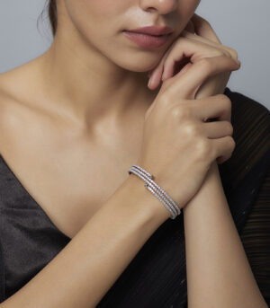 Zia Silver Plated Womens Zircon Kadas