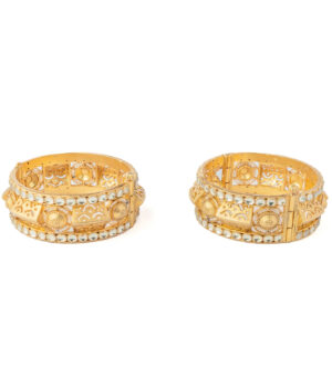 Gold Plated Womens Kundan, Polki Pair of bangles
