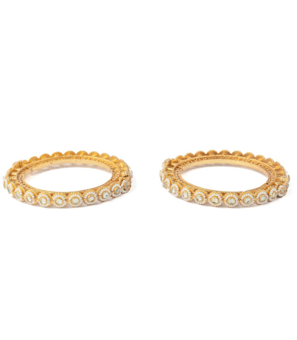 Gold Plated Womens Kundan, Polki Pair of bangles
