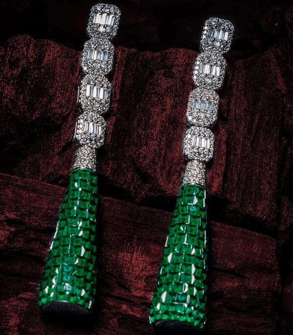 Green Womens Zircon Pair of Dangler Earrings - Image 3