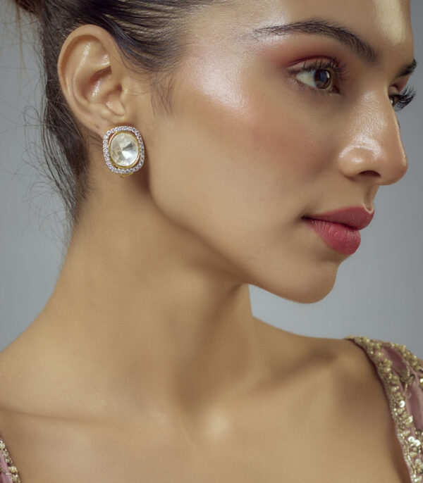 Polki Womens Pair of Studs Earrings - Image 2
