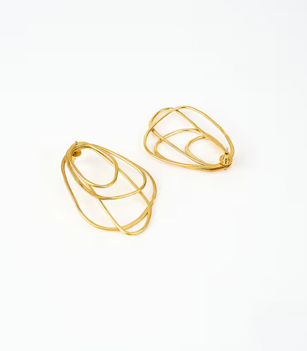 Gold Plated Contemporary Womens Pair of Danglers Earrings - Image 3