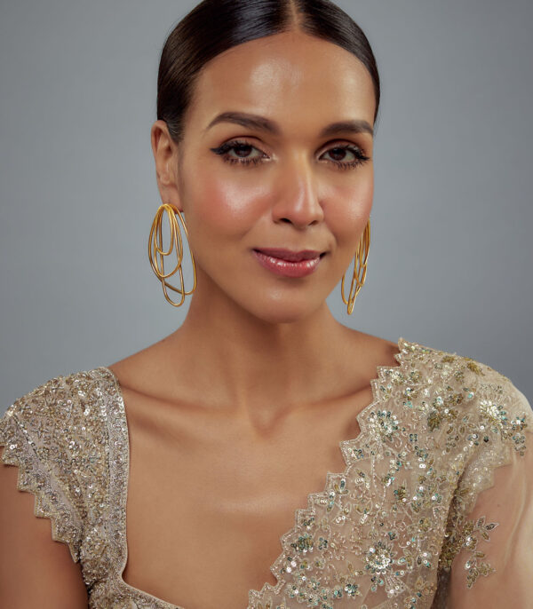 Gold Plated Contemporary Womens Pair of Danglers Earrings - Image 2