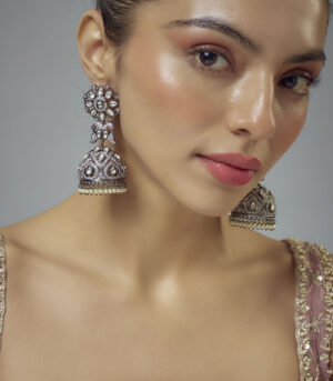 Silver Plated Zircon Womens Pair of Jhumkas Earrings