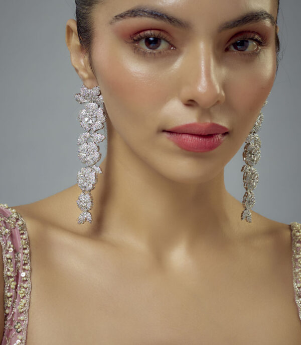 Zia Silver Plated Zircon Womens Pair of Danglers Earrings