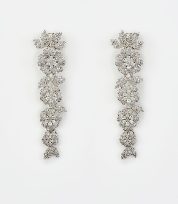 Zia Silver Plated Zircon Womens Pair of Danglers Earrings - Image 3