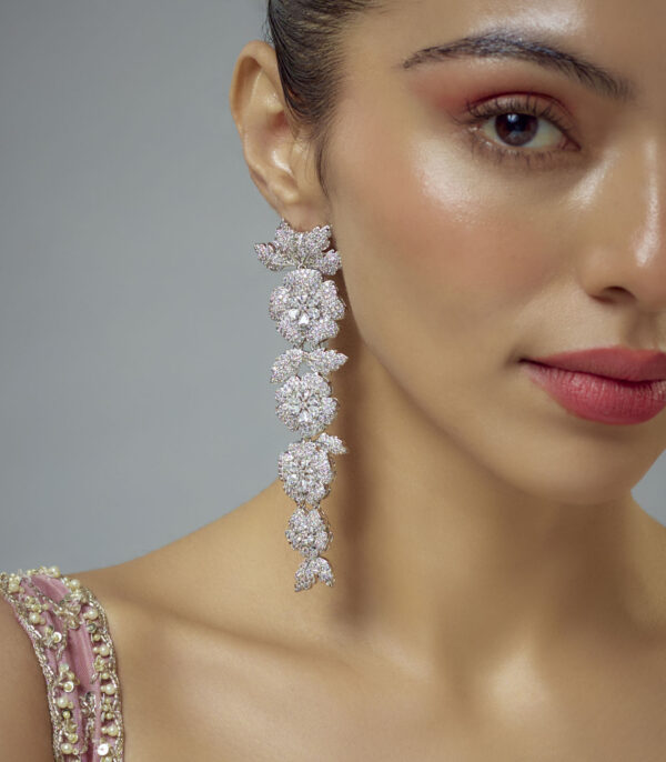 Zia Silver Plated Zircon Womens Pair of Danglers Earrings - Image 2