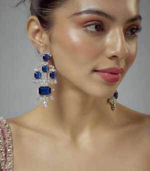 Blue Zircon Womens Pair of Danglers Earrings