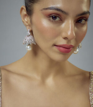 Silver Plated Zircon Womens Pair of Drop Earrings