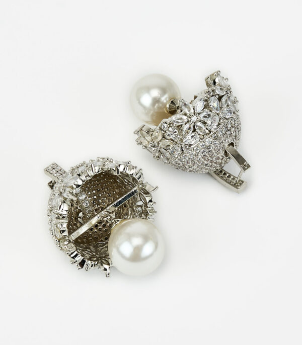 Silver Plated Zircon Womens Pair of Drop Earrings - Image 3
