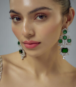 Green Zircon Womens Pair of Danglers Earrings
