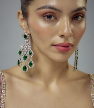 Green Zircon Womens Pair of Danglers Earrings