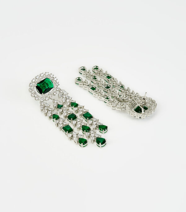 Plated Green Zircon Womens Pair of Danglers Earrings - Image 3