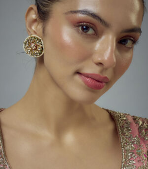 White Kundan, Polki Womens Pair of Studs Earrings