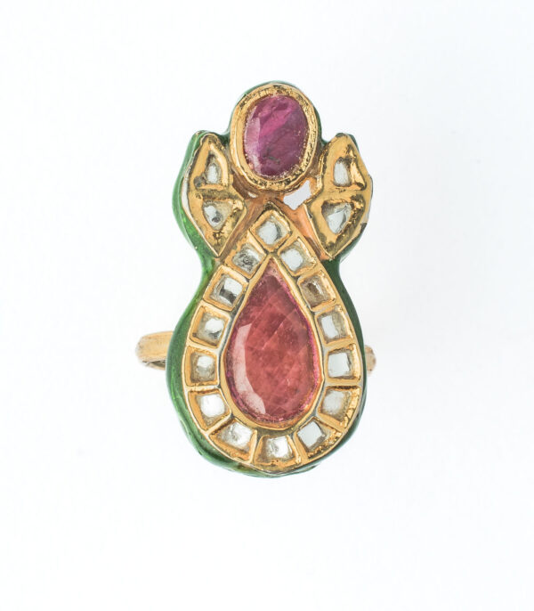 Multicolored Womens Kundan, Polki Ring - Image 2