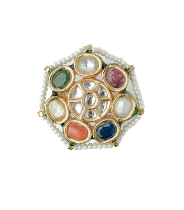 Multicolored Womens Kundan, Polki Ring - Image 2