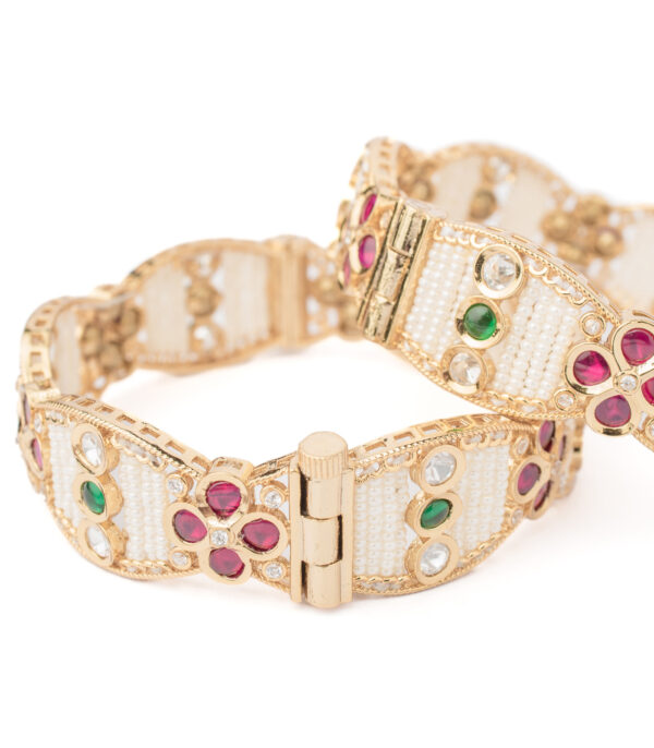 Gold Plated Beads/Synthetic Stone Bangles - Image 2