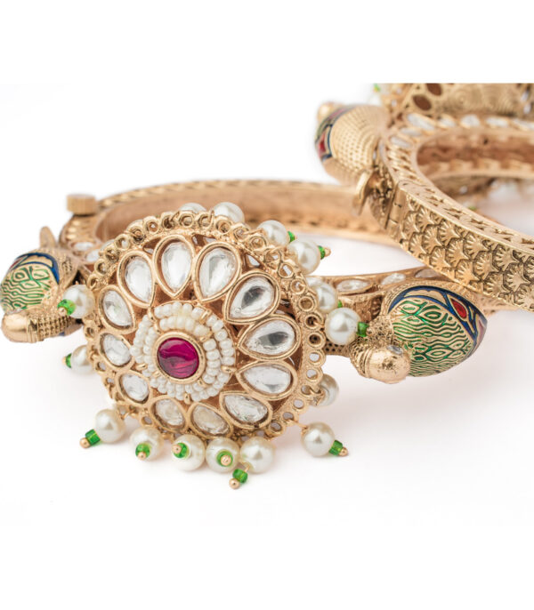 Gold Plated Kundan/Polki Bangles - Image 3