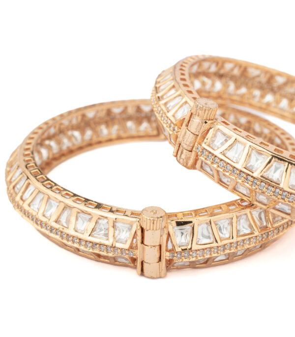 Gold Plated Kundan/Polki Bangles - Image 2