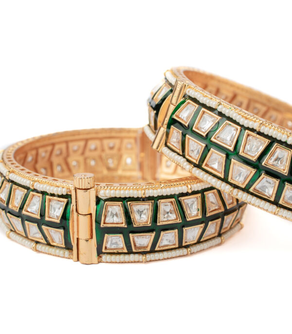 Gold Plated Kundan/Polki Bangles - Image 2