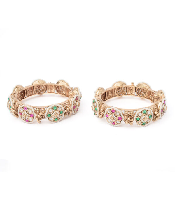 Gold Plated Kundan/Synthetic Stone Bangles