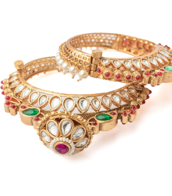 Gold Plated Kundan/Polki Bangles - Image 3