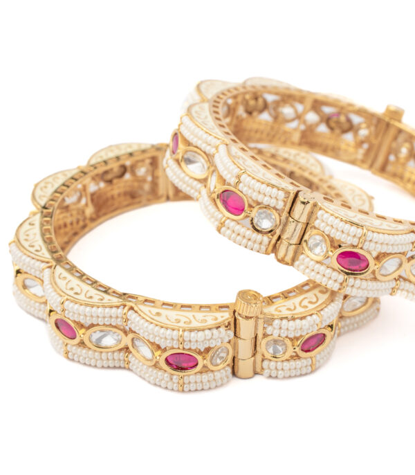 Gold Plated Beads/Synthetic Stone Bangles - Image 2