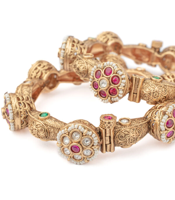 Gold Plated Synthetic Stone Bangles - Image 2