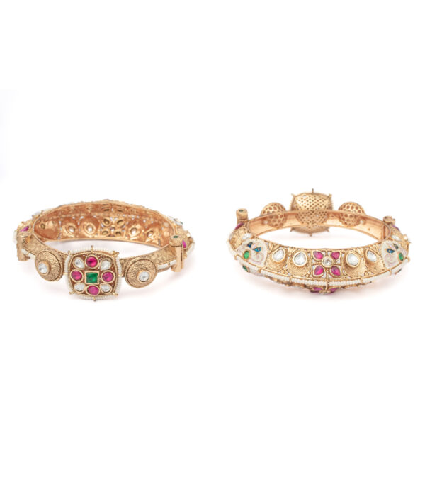 Gold Plated Synthetic Stone Bangles - Image 2
