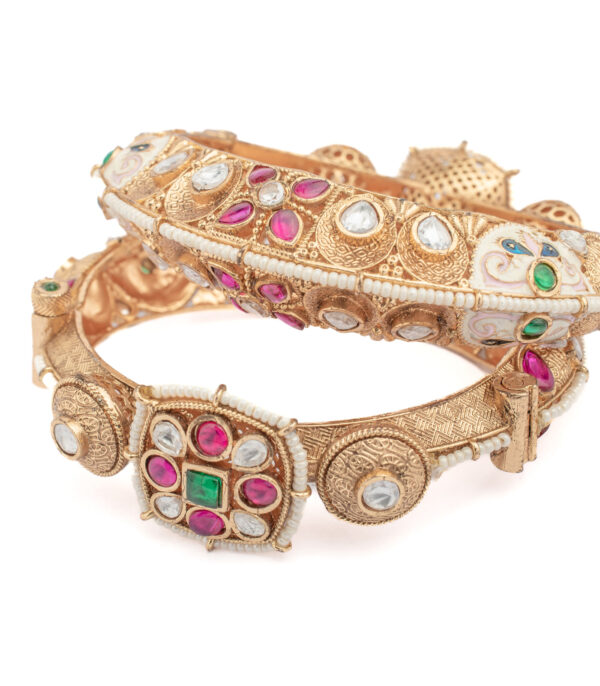 Gold Plated Synthetic Stone Bangles - Image 3
