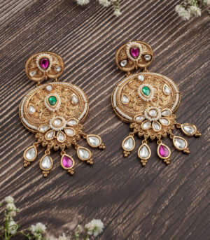 Multicolored Womens Pair of Chandbali Earrings
