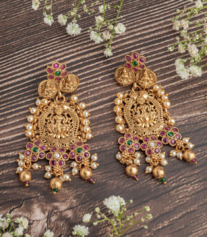 Gold Plated Womens Pair of Chandbali Earrings