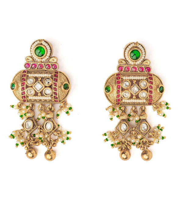 Green Womens Pair of Chandbali Earrings