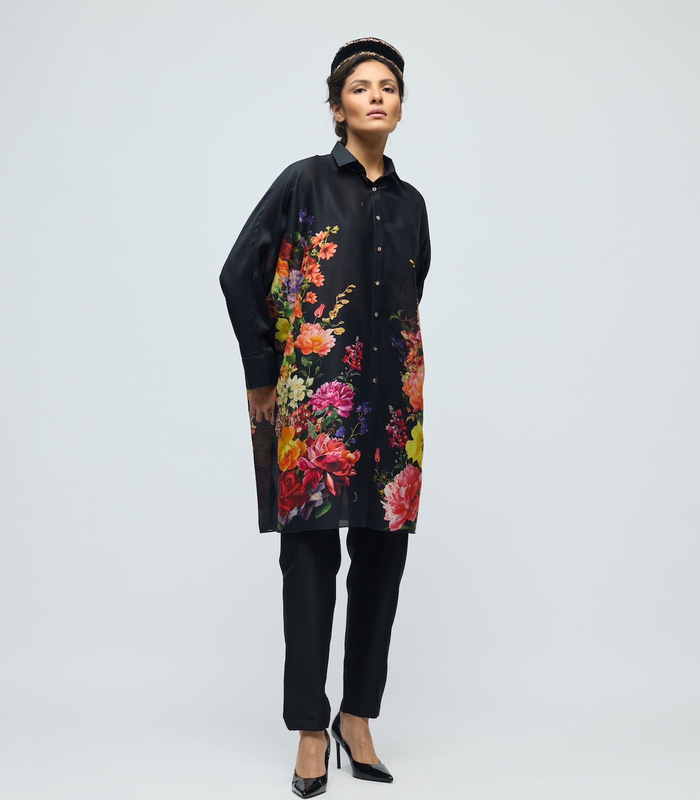 Floral printed Chanderi Tunic - Image 3