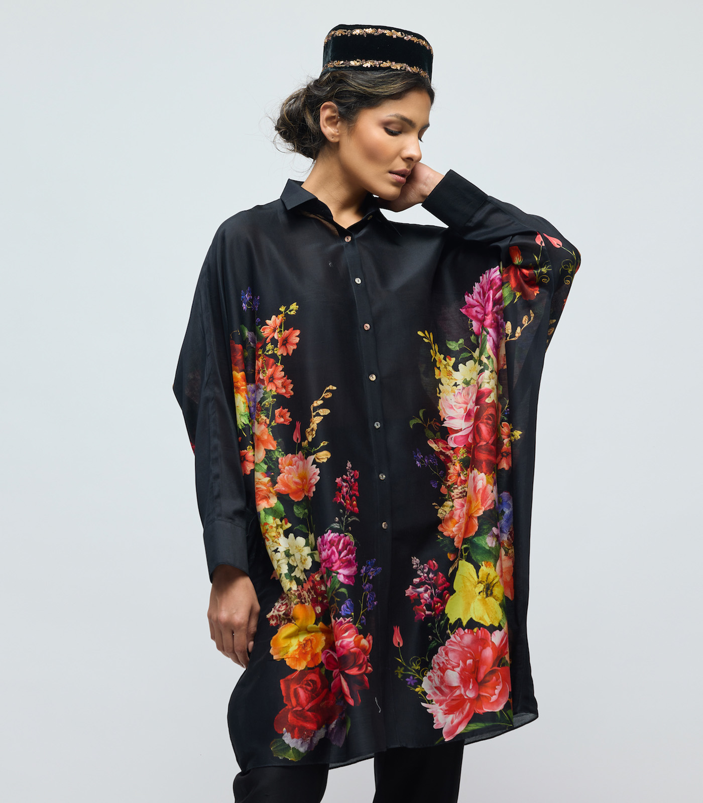 Floral printed Chanderi Tunic - Image 4