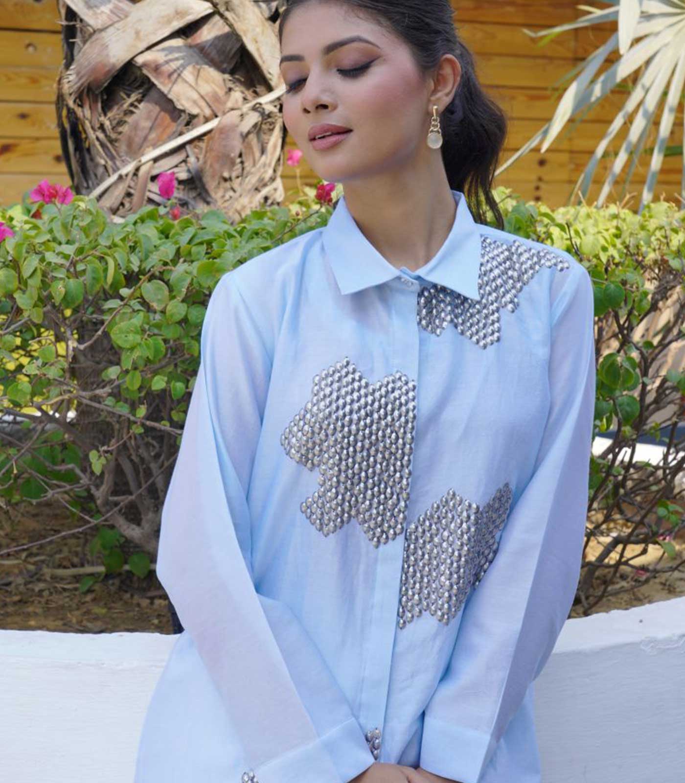 Blue Assymetric Coller top - Image 2