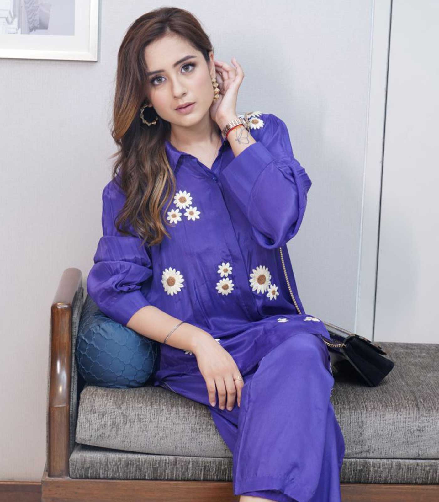 Sunflower hand embroidery Co-ord Set - Image 2