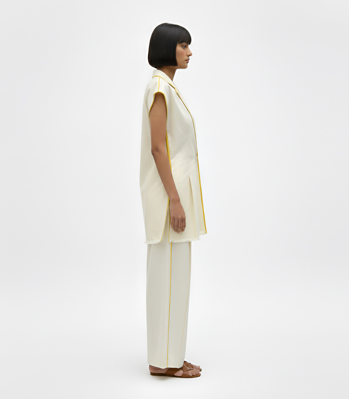 Ivory-Mango Yellow Blazer Set - Image 4