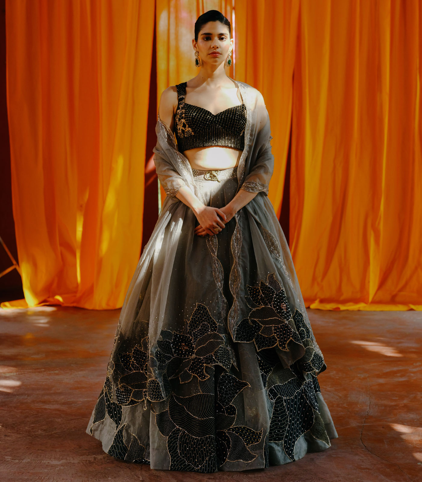 Olive Shadow Lehenga