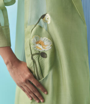 Blossom & bud panelled overlay- Green