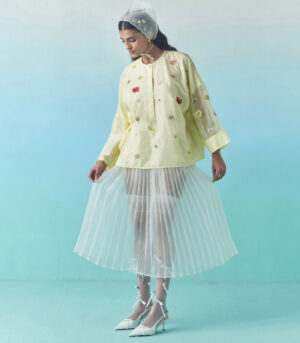 ORGANZA ACCORDION SKIRT - IVORY