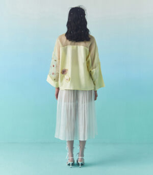 ORGANZA ACCORDION SKIRT - IVORY