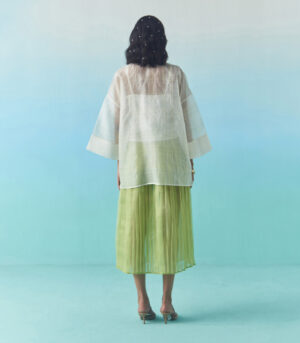 Oversized sheer check top