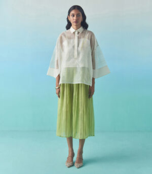 ORGANZA ACCORDION SKIRT - GREEN
