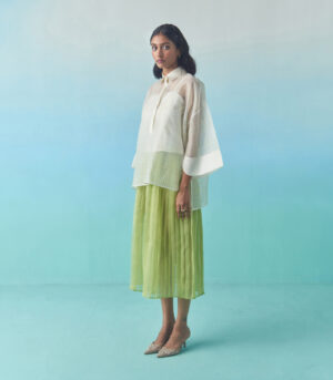 Oversized sheer check top